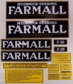 McCormick Deering Farmall F-20 Restoration Decal Set